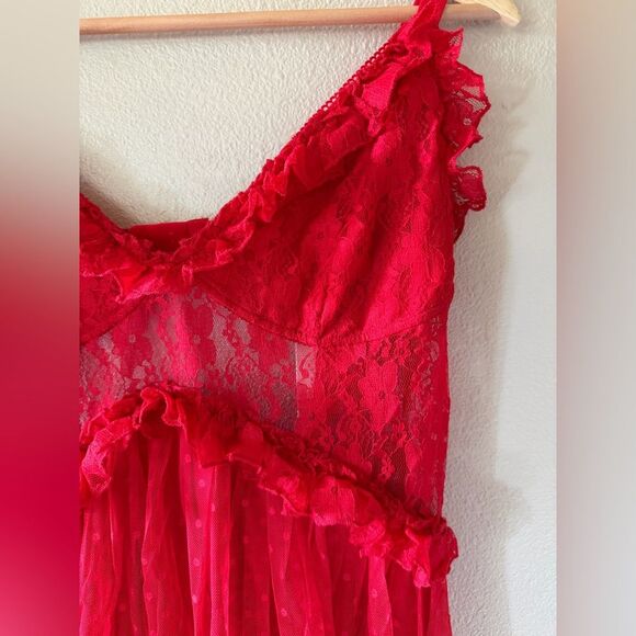 NWT Choosy OG Bae Dress Red Lace Sheer Polka Dot Mesh Sexy Dress Size 18 and 16 - Picture 6 of 10